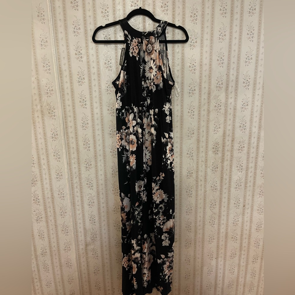 Black and floral maxi dress size medium NWT